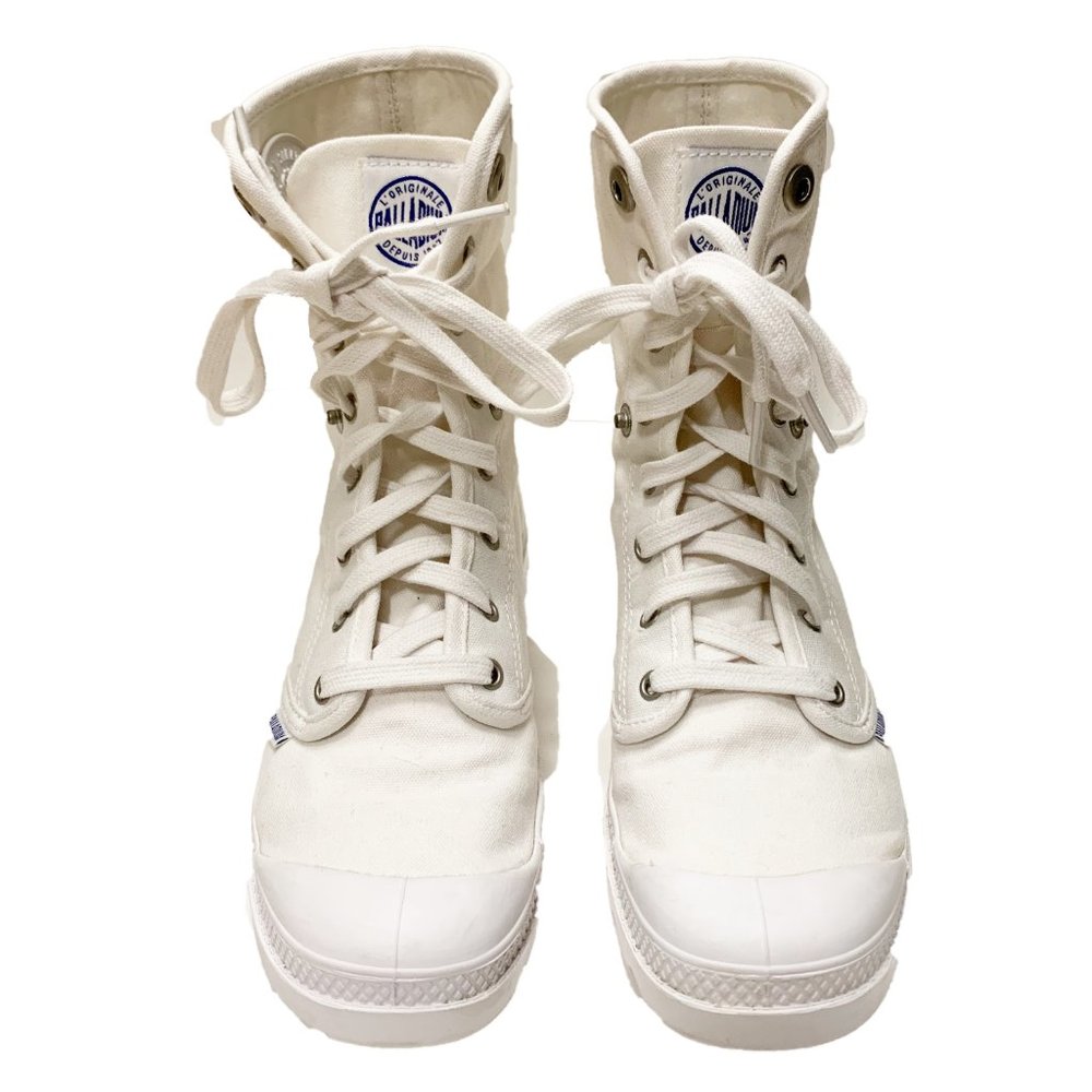 Palladium sz. 8 baggy white canvas combat boots